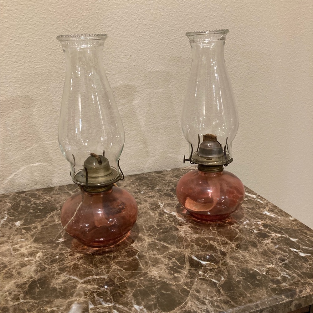 Hurricane lamps, two (2) beautiful lamps